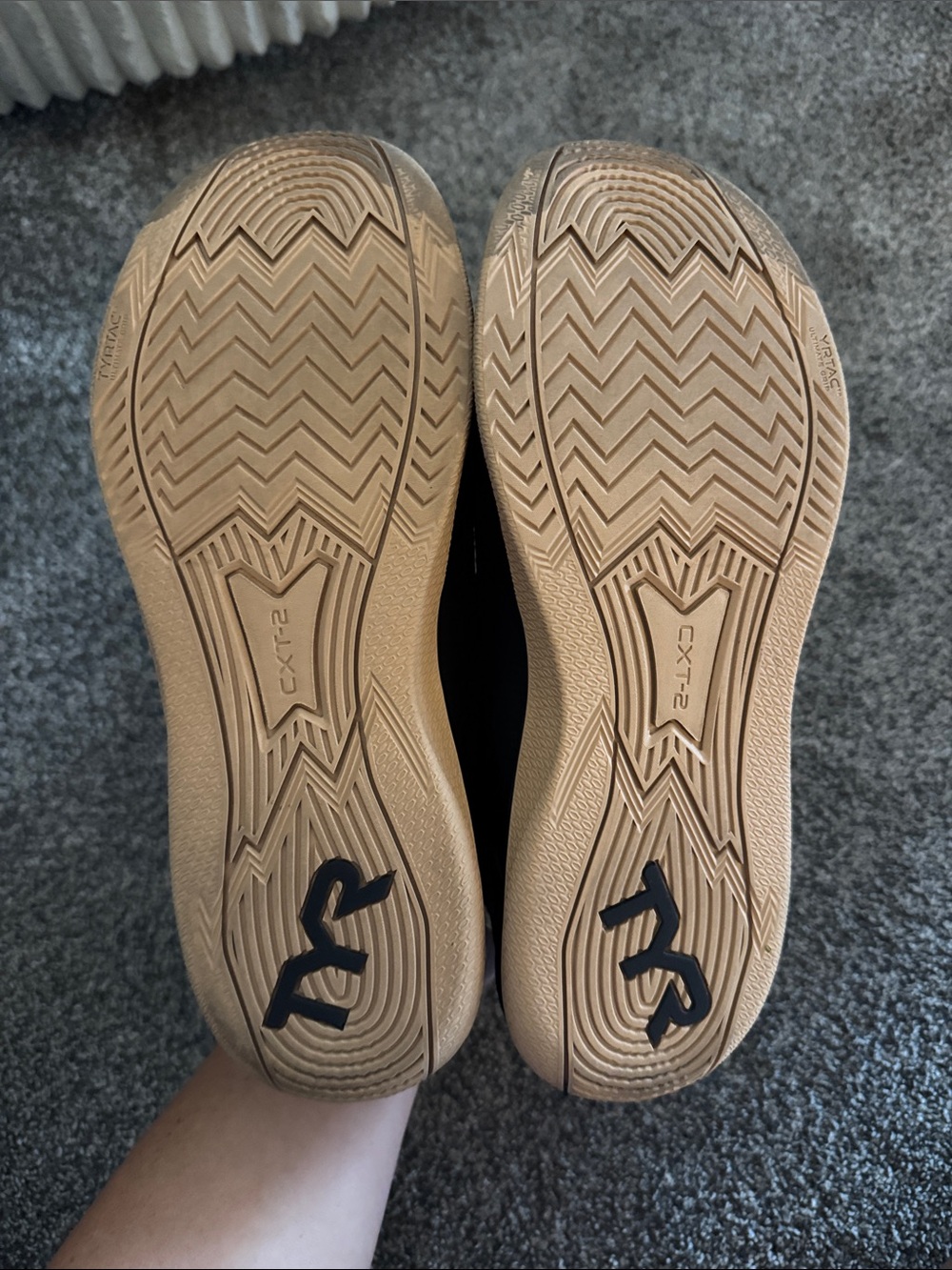 TYR Black Knit Sneakers with Gum Outsole and Red Insole Accents - Picture 3 of 3